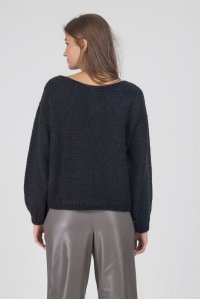 Mohair-blend embelished flowers sweater black