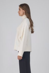 Wool turtleneck cropped sweater ivory