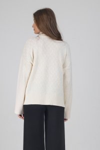 Wool turtleneck cropped sweater ivory