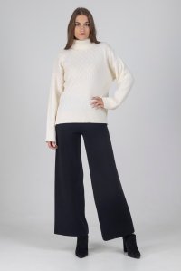 Wool turtleneck cropped sweater ivory