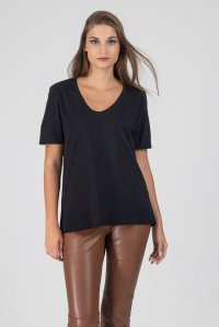 v-neck short sleeve black