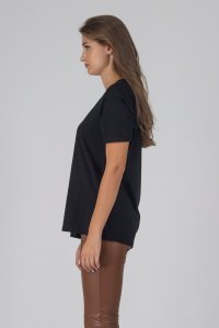 v-neck short sleeve black