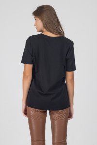 v-neck short sleeve black