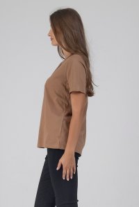 v-neck short sleeve camel