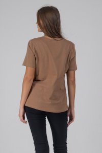 v-neck short sleeve camel