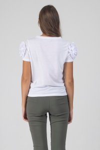 T-shirt with roses on shoulders white