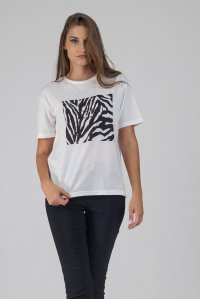 Printed basic t-shirt white-black