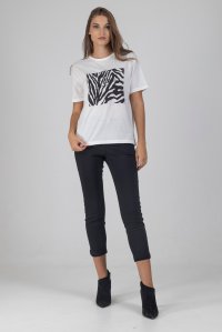 Printed basic t-shirt white-black