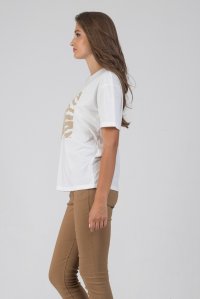 Printed basic t-shirt white-beige