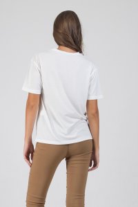 Printed basic t-shirt white-beige