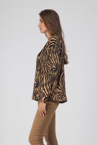 T-shirt with zebra suede black-camel