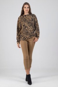 T-shirt with zebra suede black-camel