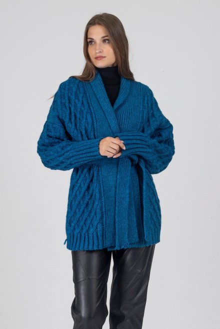 Chunky knit cardigan petrol