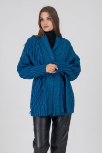 Chunky knit cardigan petrol