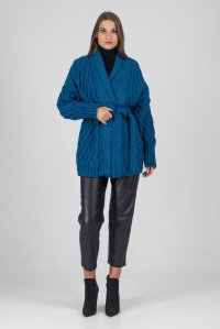 Chunky knit cardigan petrol