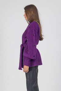 Embellished cardigan with crystals violet