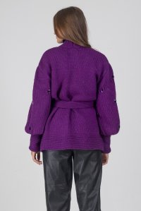 Embellished cardigan with crystals violet