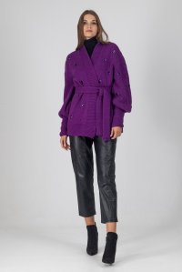 Embellished cardigan with crystals violet