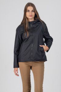 Short waterproof reversible windbreaker parka noir