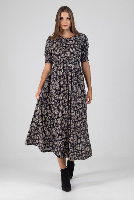 Long floral dress floral black