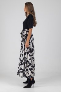 Long dress with 3/4 sleeve black-ivory