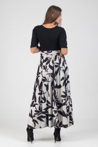 Long dress with 3/4 sleeve black-ivory