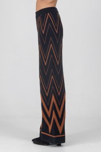 Viscose-lurex jacquard pants black-amber brown