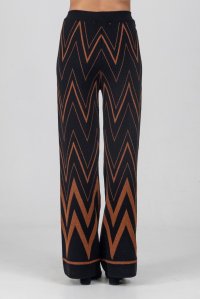 Viscose-lurex jacquard pants black-amber brown