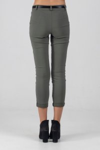 Classic belted pants,very strechwith romantic front poskets khaki