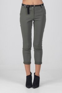 Classic belted pants,very strechwith romantic front poskets khaki