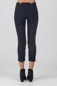 Classic belted pants,very strechwith romantic front poskets black