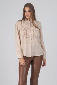 Ruffed bib shirt champagne