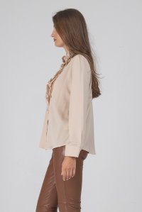 Ruffed bib shirt champagne