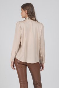 Ruffed bib shirt champagne