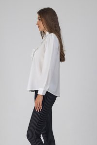 Ruffed bib shirt white