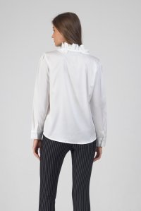 Ruffed bib shirt white