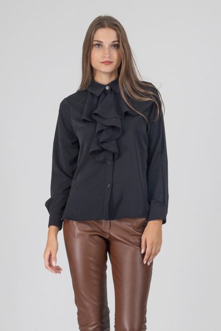 Shirt with frill black