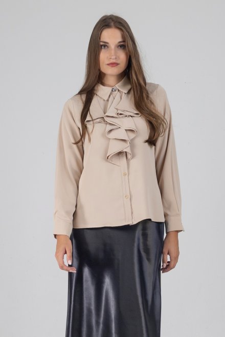 Shirt with frill beige