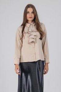 Shirt with frill beige