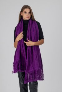 Chunky knit-fringed scarf violet