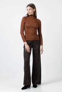 Lurex turtleneck sweater amber brown