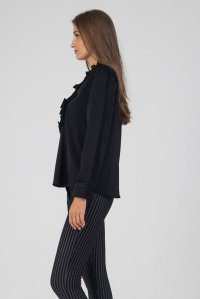 Ruffed bib shirt black