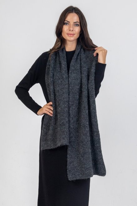 Mohair-lurex blend wrap dark grey