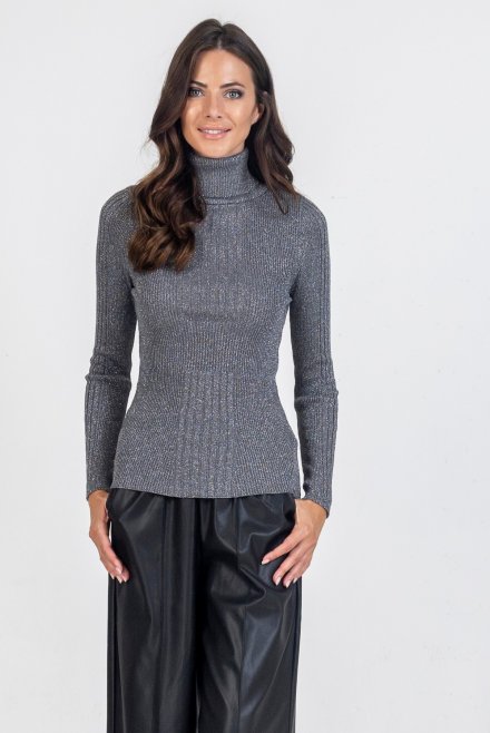 Lurex turtleneck sweater anthrachite