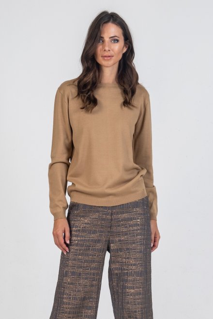 Wool blend basic sweater camel