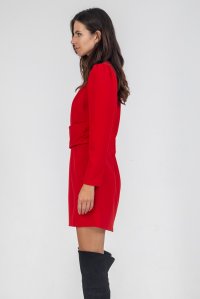 Pleated dress with long sleeve red