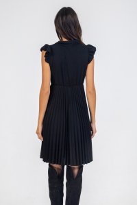 Dress with pleated details black