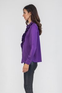 Ruffed bib shirt violet