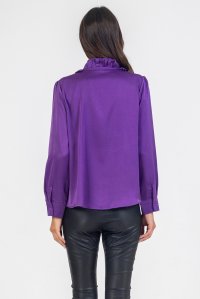 Ruffed bib shirt violet