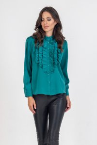 Ruffed bib shirt green